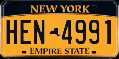 NY license plate HEN4991
