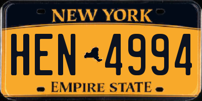 NY license plate HEN4994
