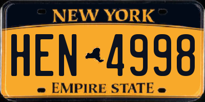 NY license plate HEN4998