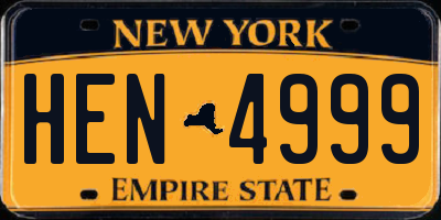 NY license plate HEN4999
