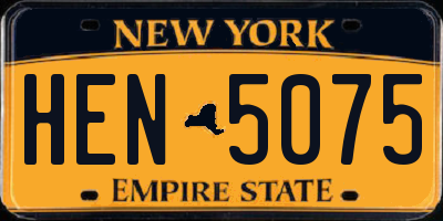 NY license plate HEN5075