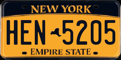 NY license plate HEN5205