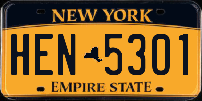 NY license plate HEN5301