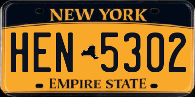 NY license plate HEN5302