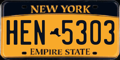 NY license plate HEN5303