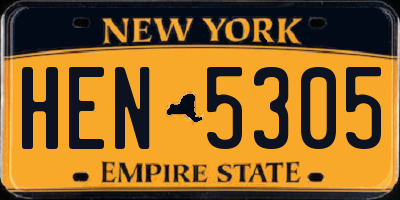 NY license plate HEN5305