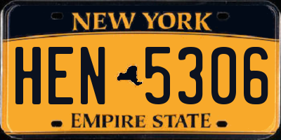 NY license plate HEN5306