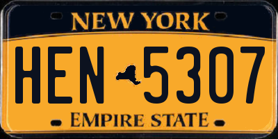 NY license plate HEN5307