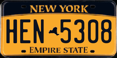 NY license plate HEN5308