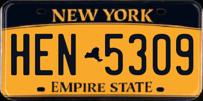 NY license plate HEN5309