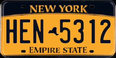 NY license plate HEN5312