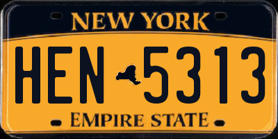 NY license plate HEN5313