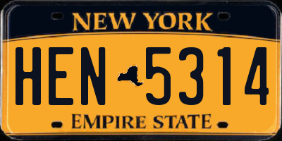 NY license plate HEN5314