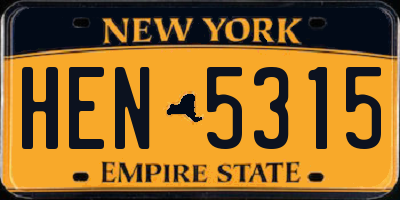 NY license plate HEN5315