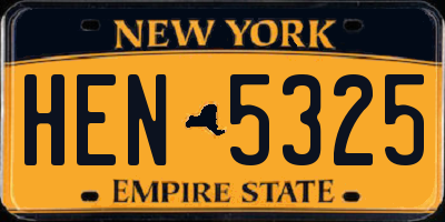 NY license plate HEN5325