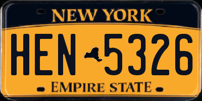 NY license plate HEN5326