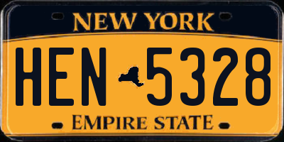 NY license plate HEN5328