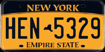 NY license plate HEN5329