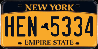 NY license plate HEN5334
