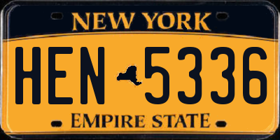 NY license plate HEN5336