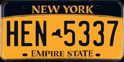 NY license plate HEN5337