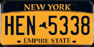 NY license plate HEN5338
