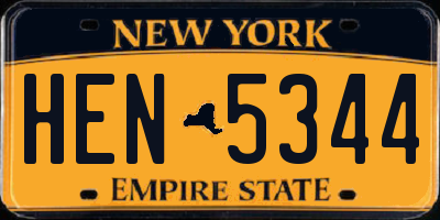 NY license plate HEN5344