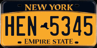 NY license plate HEN5345