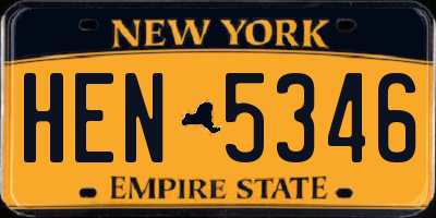 NY license plate HEN5346