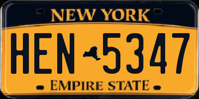 NY license plate HEN5347