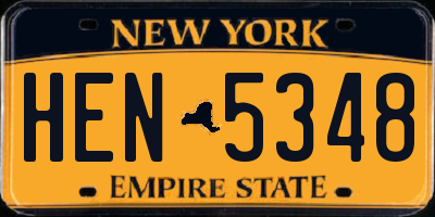 NY license plate HEN5348