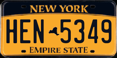 NY license plate HEN5349