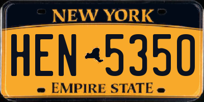 NY license plate HEN5350