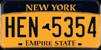 NY license plate HEN5354