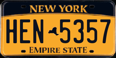 NY license plate HEN5357