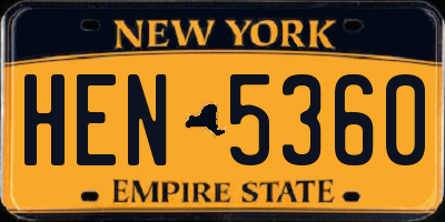 NY license plate HEN5360