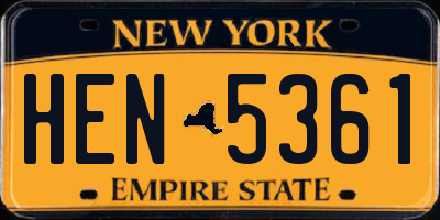 NY license plate HEN5361