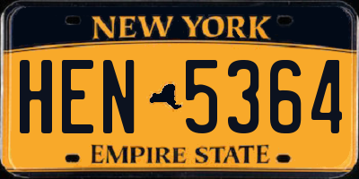 NY license plate HEN5364