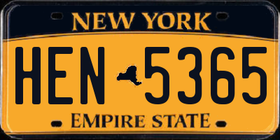 NY license plate HEN5365