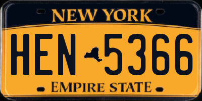NY license plate HEN5366