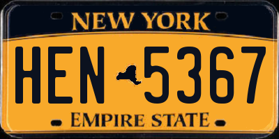 NY license plate HEN5367