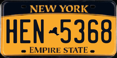 NY license plate HEN5368