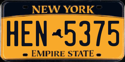 NY license plate HEN5375