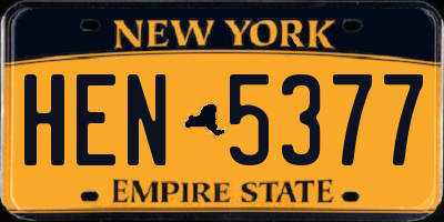 NY license plate HEN5377