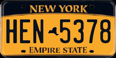 NY license plate HEN5378