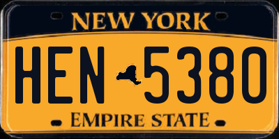 NY license plate HEN5380