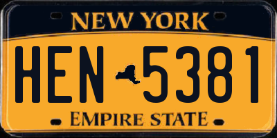NY license plate HEN5381