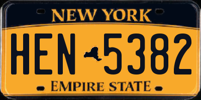 NY license plate HEN5382