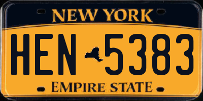 NY license plate HEN5383