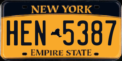 NY license plate HEN5387